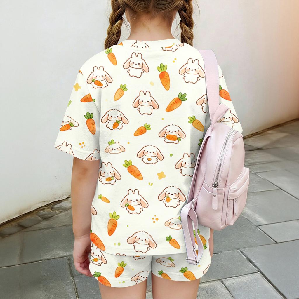 Kids Casual Short Sleeve Top and Shorts Set Animal Print Lightweight Breathable Soft Fabric Comfortable Fit Summer Outfit for Boys and Girls