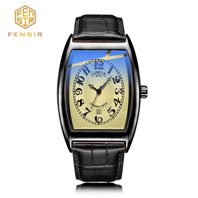 Fins Men's Tonneau Classic Blue Light Retro Business Waterproof Quartz Watch