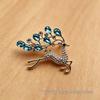 Elegant Women's Blue Crystal Deer Brooch - Rhinestone Pin for Suit Jackets