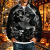 Men's Halloween Print Raglan Sweatshirt Loose Fit Stand Collar Casual Top