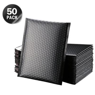 50 ks bublinkových poštovních schránek polstrované obálky s podšívkou Poly Mailer samolepicí černá