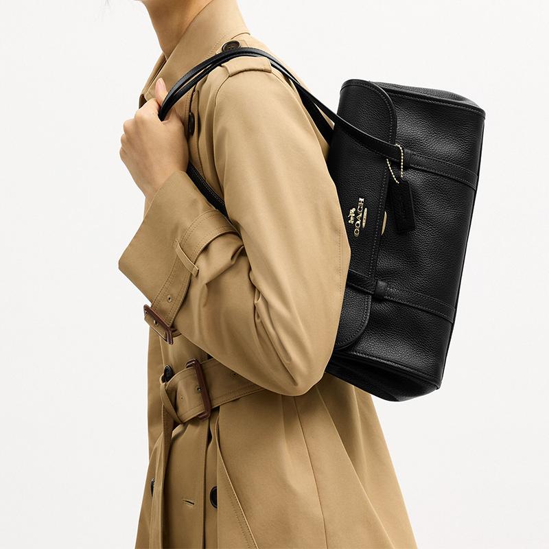 Coach Borsa a Spalla in Pelle con Design a Pattina Bridget 35 Grande Borsa a Spalla da Donna Nera CDB04-IMBLK
