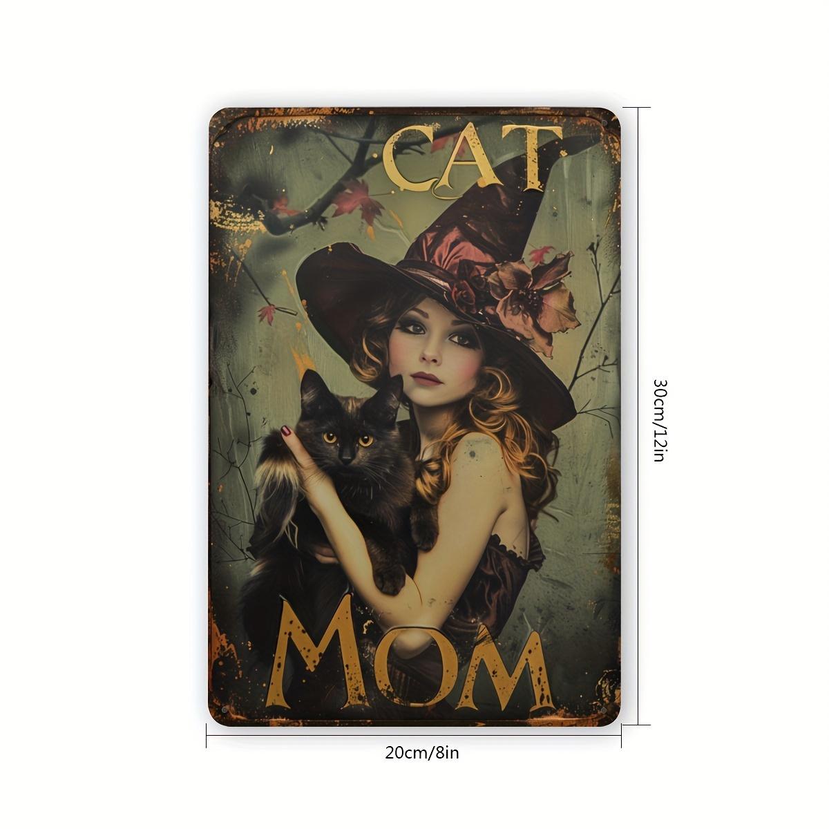 

Vintage Style Metal Tin Sign Witch Cat Mom Retro Wall Decor Iron Plaque Home Decoration Mothers Day Perfect Gift 20x30cm（7.8x11.8inch）