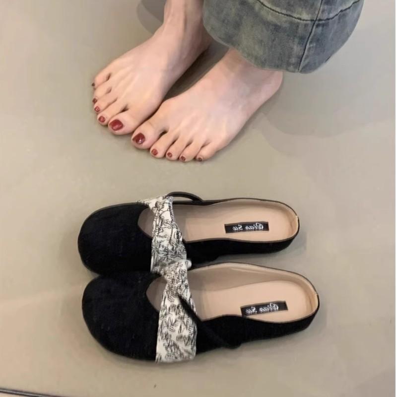 Baotou half slippers women's summer wear new women's gentle split-toe sandals single shoes
