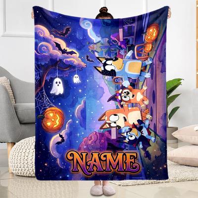 Halloween Night Adventure Customize Text Blanket Cozy Customizable Blanket Warmthful Decor Throw For Picnics Office Livingroom Home Decor