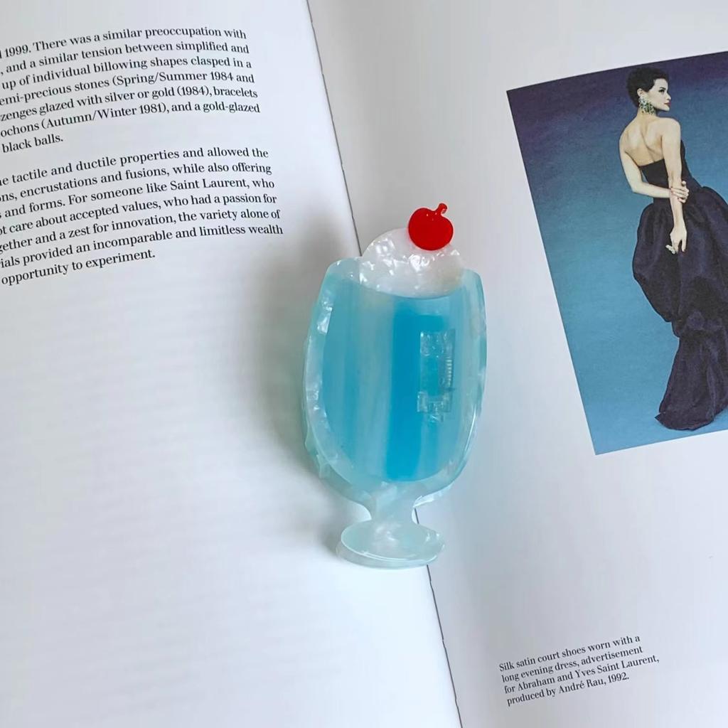 Creative Blue Soda Ice Cream Hair Claw Cute Cartoon Ponytail Hairpin Shark Grip Clip Headwear for Women Girls Hair Accessories