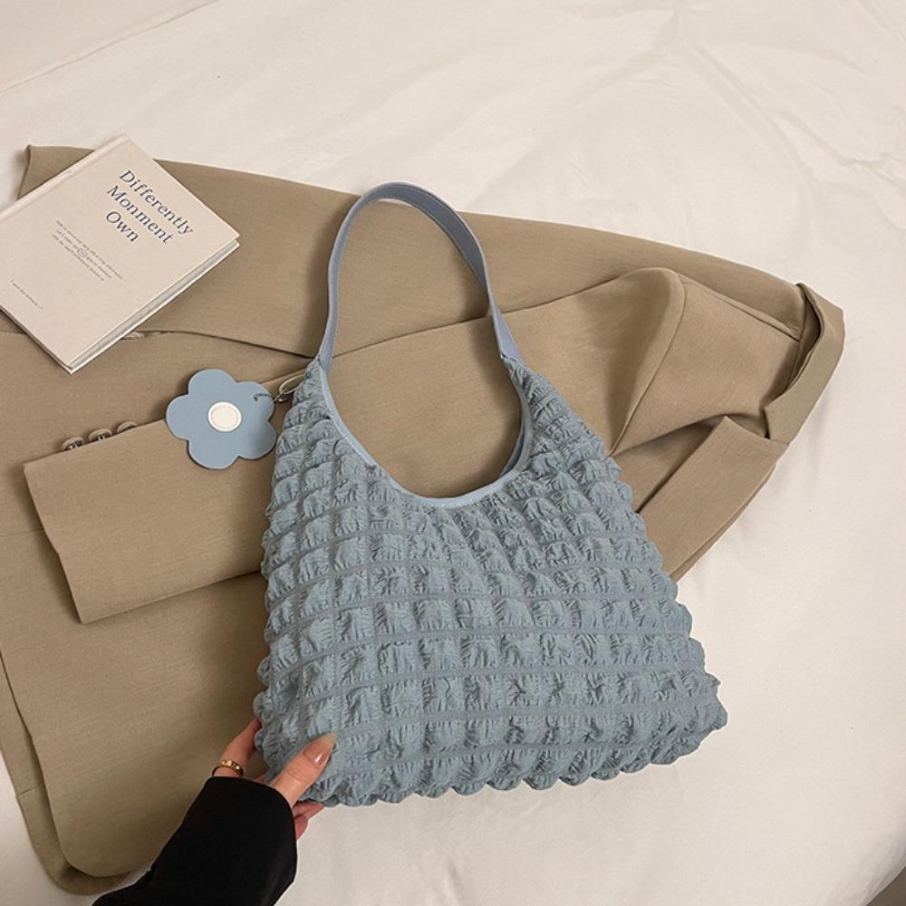 Underarm Bag Light Weight Tote Bag Plaid Fold Cloud Bag Pleated Bubble Shoulder Bag  Office Worker