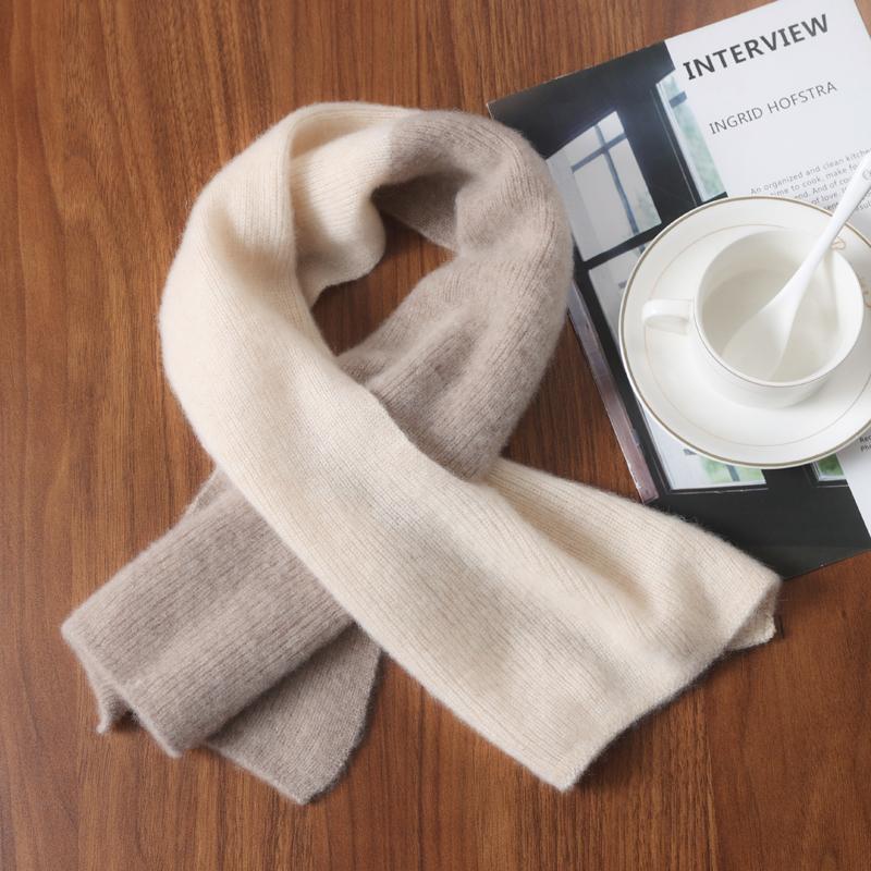 Knitted 100% Wool Cross-Perforated Scarf For Women Winter Soft Solid Fashion Neck Warmer Elegant All Match Decoration Scarves