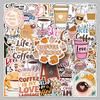 50 Coffee-Themed Doodle Stickers - Korean INS Style, Waterproof, Perfect for DIY Notebooks