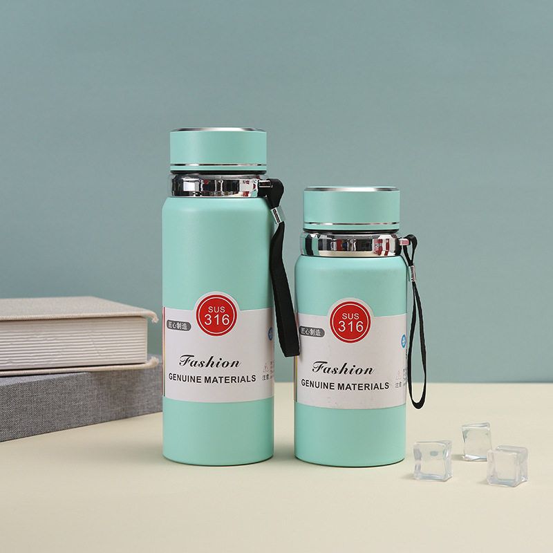 

316 Stainless Steel Large Capacity Vacuum Cup Sun Pot Sling with Tea Infuser Tea Cup Business Male Gift Cup Cyan [Ordinary Style] 1000ml