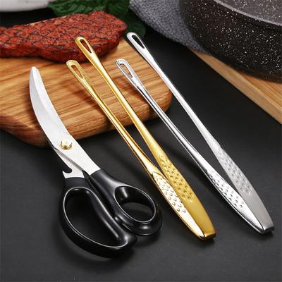1PC Long Handle Barbecue Clip 304 Stainless Steel Food Grill Tongs Meat Scissors Kit Non-Slip Steak Clamp Kitchen Accessories
