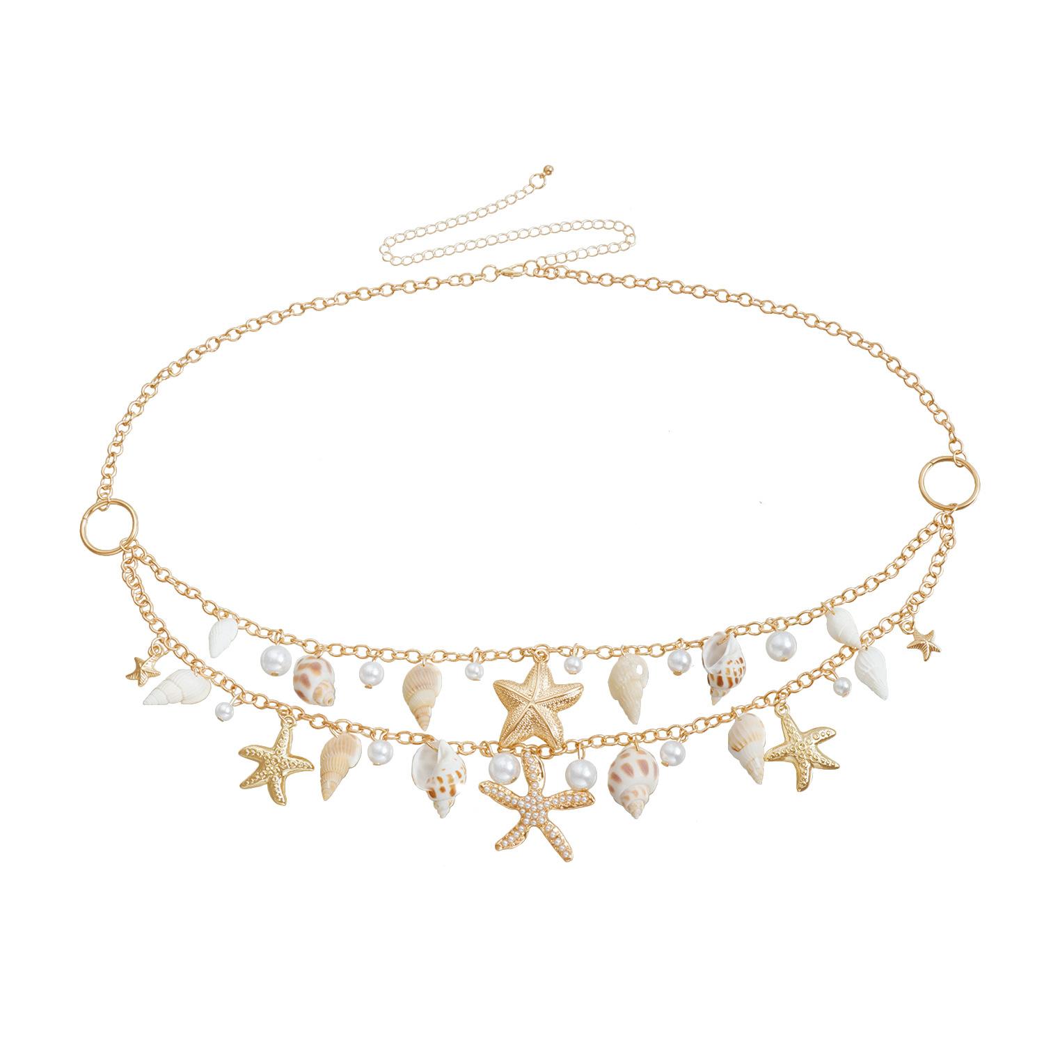 Summer Beach Ins Vacation Wind Conch Starfish Element Waist Chain Beach Leisure Body Chain золотой
