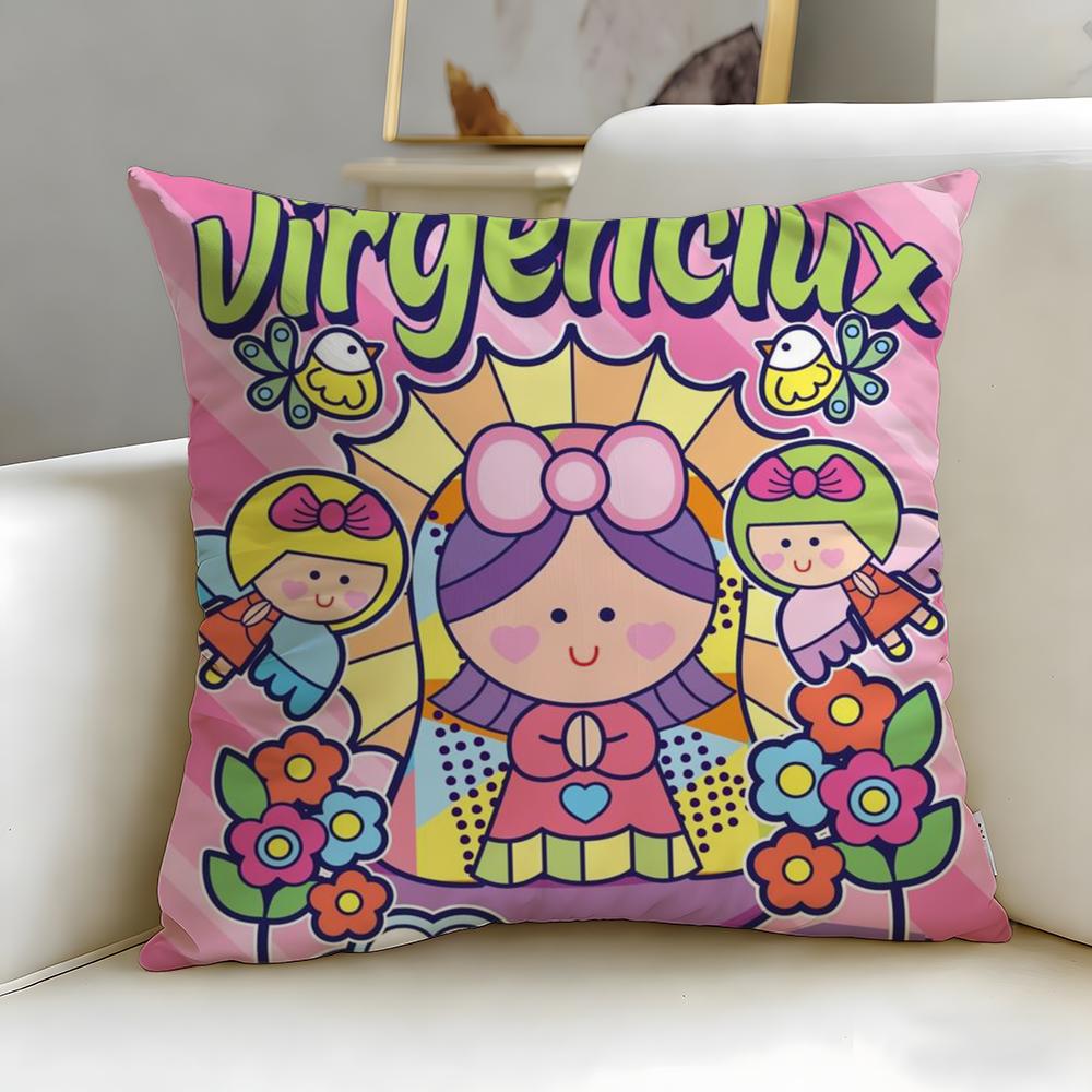 art theme Cartoon Virgin Mary Art Cushion Cover Soft & Easy-Wash Pillow Case – Versatile for Couch, Bed, Travel and Office