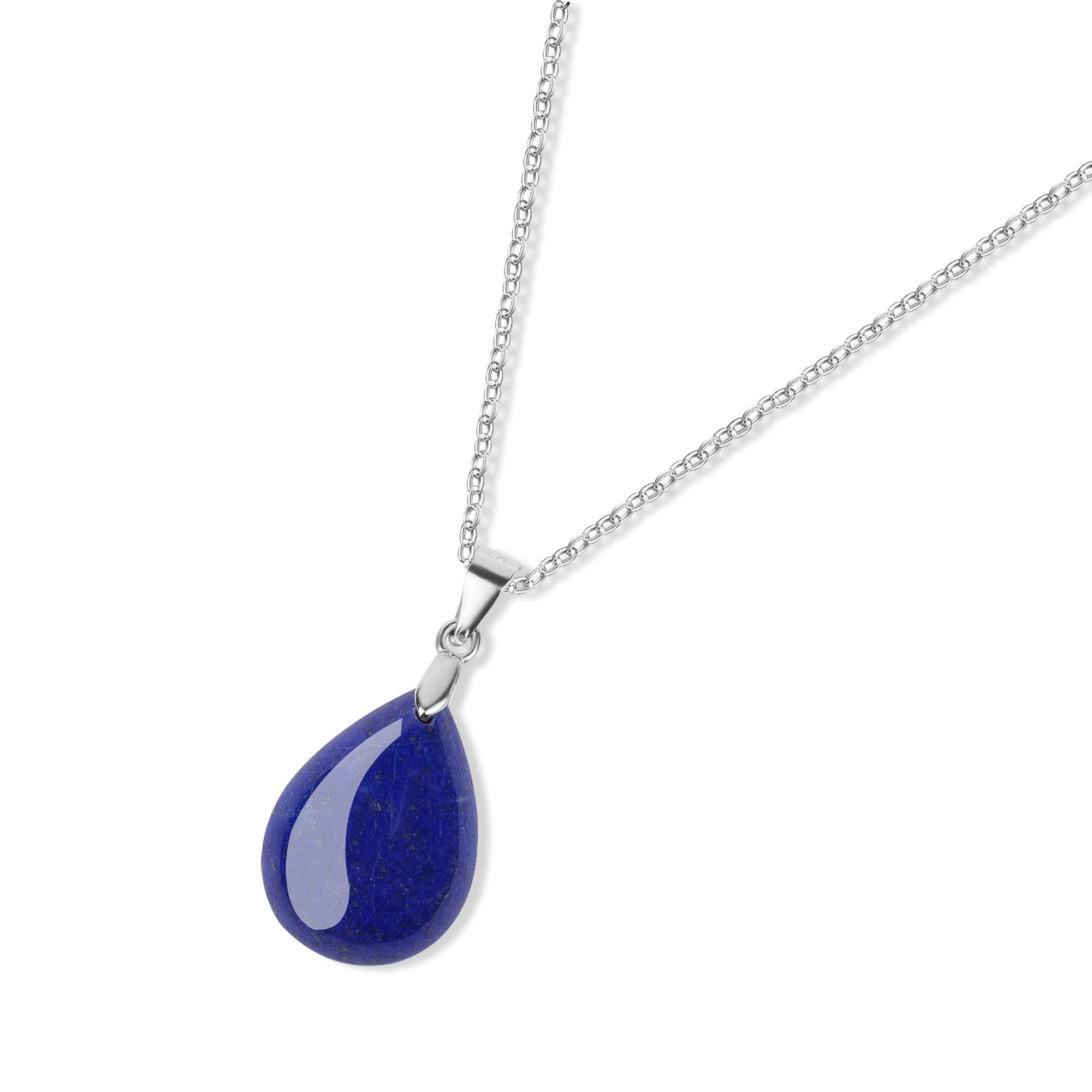 

Lapis Lazuli Teardrop Silver 925 Power Stone Necklace for Women [GAVU] синій