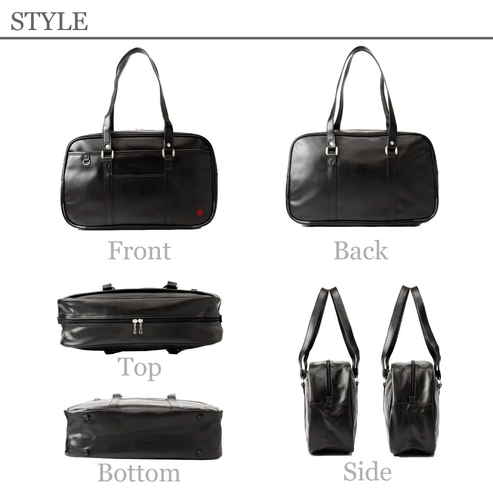 BEVERLY HILLS POLO CLUB Synthetic leather school bag Boston bag Brown Black High school girls boys Water repellent Pouch included bp002 (Cha [22])