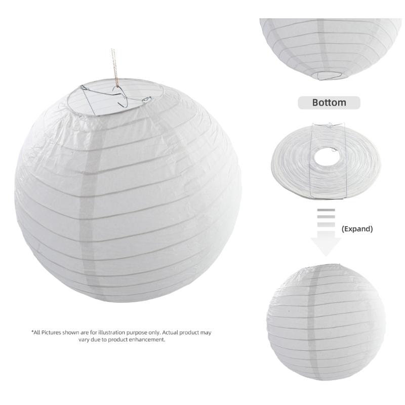 12pcs Chinese Round Paper Lanterns for Wedding Party Decoration White Japanese Hanging Lampshades New Year Decoration