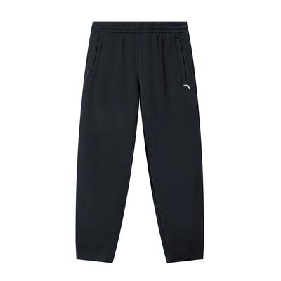 Solid Color Elastic Waist Straight Leg Fleece Thickened Knitted Sports Pants Men Bottoms Black 152341322-2