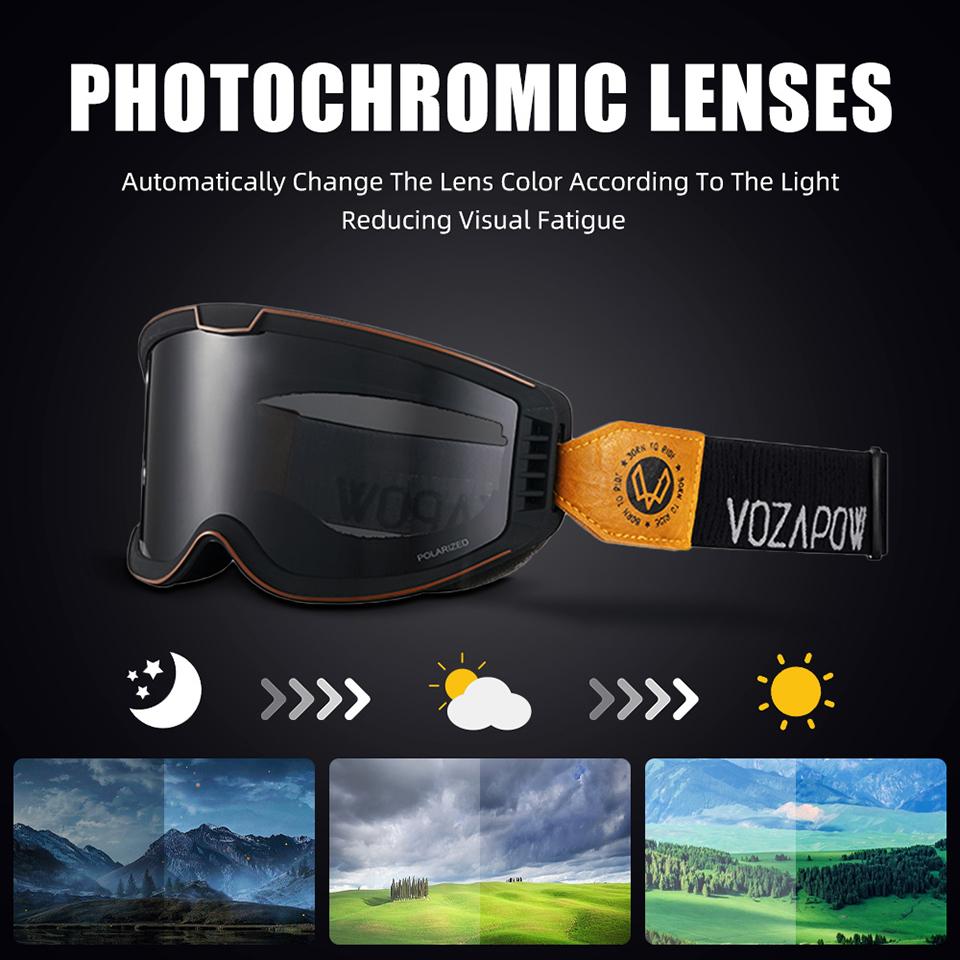 Motorcycle Goggles Photochromic 3 IN 1 Retro Cycling Sunglasses Anti-Fog Windproof Polarized Motocross Riding Glasses