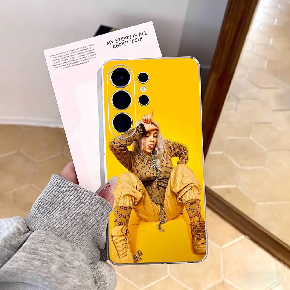 Singer B-Billie Eilish Phone Case For Samsung S25,S24,S21,S22,S23,S30,Ultra,S20,Plus,Fe,Note,10,9,5G Transparent Cover