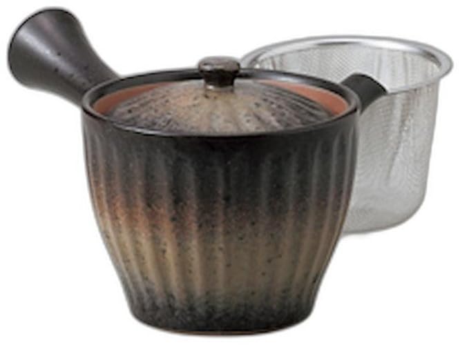 

Черный чайник Бидзэн x 10 x Керамический чайник от Setomonohonpo в форме хризантемы [10 9,7 см, 380 куб. см]