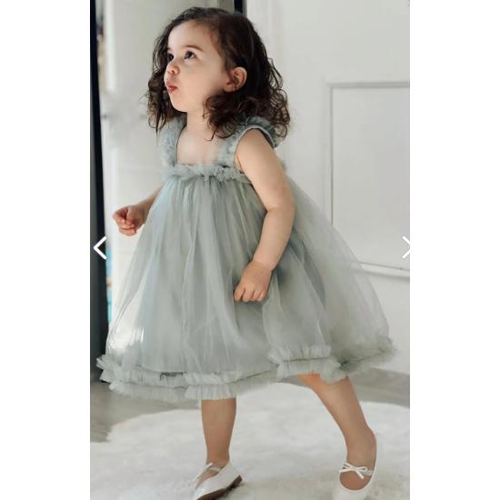 

Праздничное платье принцессы для девочек, наряд на день рождения — зеленое детское платье цвета морской волны 1-2 age