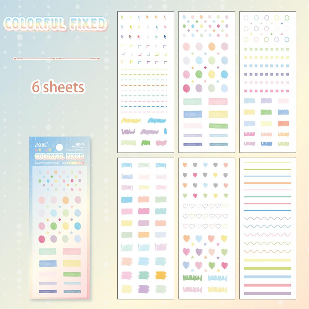 6 color index sign up notebook collage stickers, creative stickers DIY sticker notebook, student stationery, photo decoration