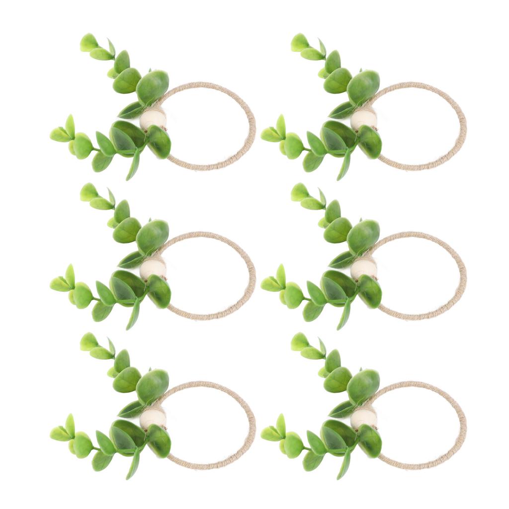 10pcs Plant Rope Wood Bead Napkin Rings Simulation Miniature Napkin Rings Holder for Doll House and