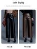 Women's High-Waisted Leather Pants - 2025 Autumn/Winter Loose Straight-Leg Lambskin