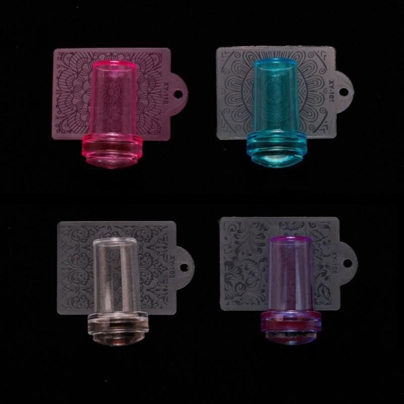 Nail Art Stamper,Clear Silicone Stamping Jelly with Scraper for DIY Nail Decors Transparent Visible Body,No Misplacement
