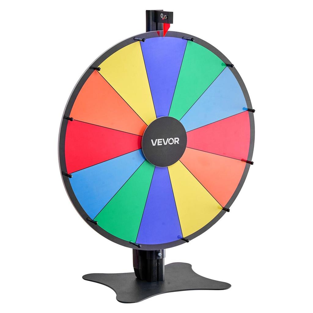 914 mm Spinning Prize Wheel, 18 Slots Spinning Wheel with Stand, Adjustable Height Win Fortune Roulette with a Dry Erase and 2 Markers, 6 Colors, Easy