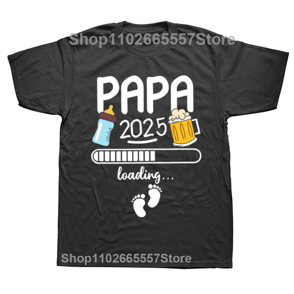 Papa 2025 T Shirt Future Dad And Mom French Texts Beer Lovers Father's Day Gift Men Clothing 100% Cotton Soft T-shirt EU Size