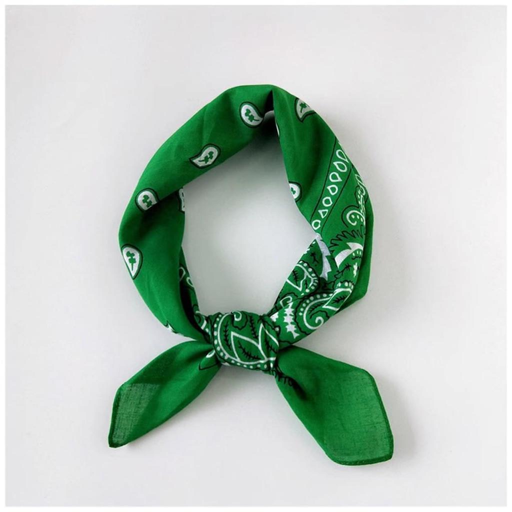 Kakatrend Bandana Green Paisley 100% Cotton Adult Bandana Stylish Green Handkerchief Cotton Bandana Unisex Durag Large 55cm X 55cm