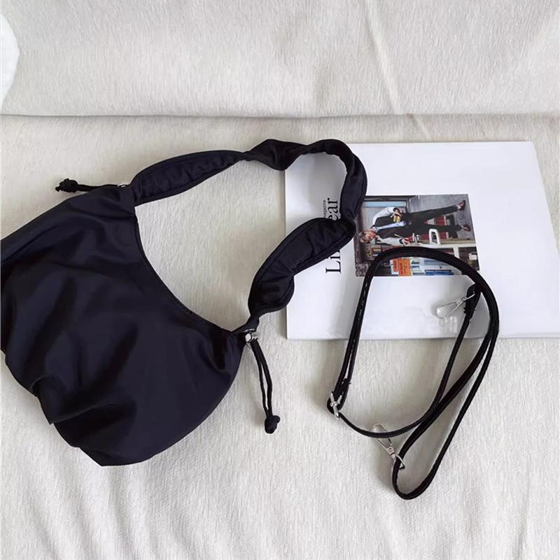 Fashi Elegant Cloud Bag Pure-color Versatile Messenger Bags Niche Design Drawstring Pleated Bag High-quality Nyl Casual Bags