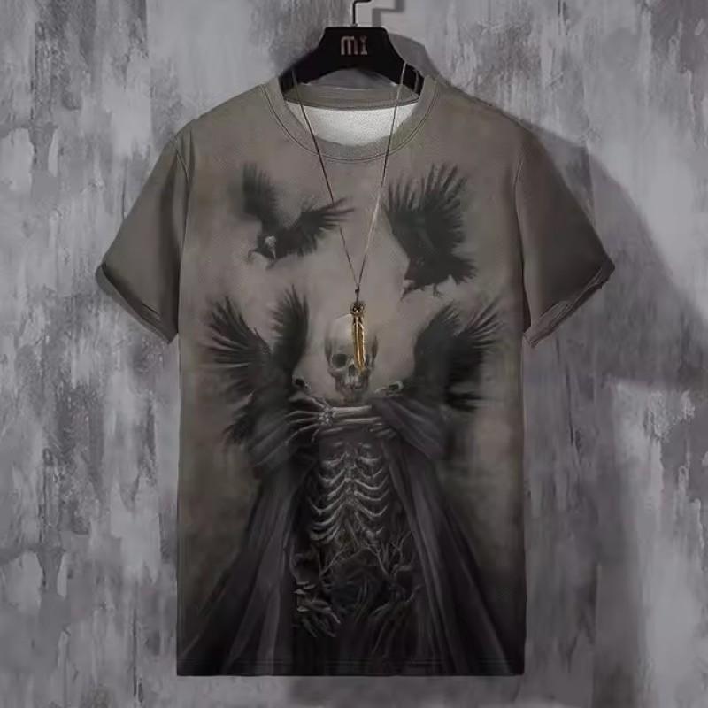 

Dark Designer Gothic Men s 3D Print T shirt Party Street Casual Short Sleeve Crew Neck Shirt Summer Spring Clothing Apparel 6XL
