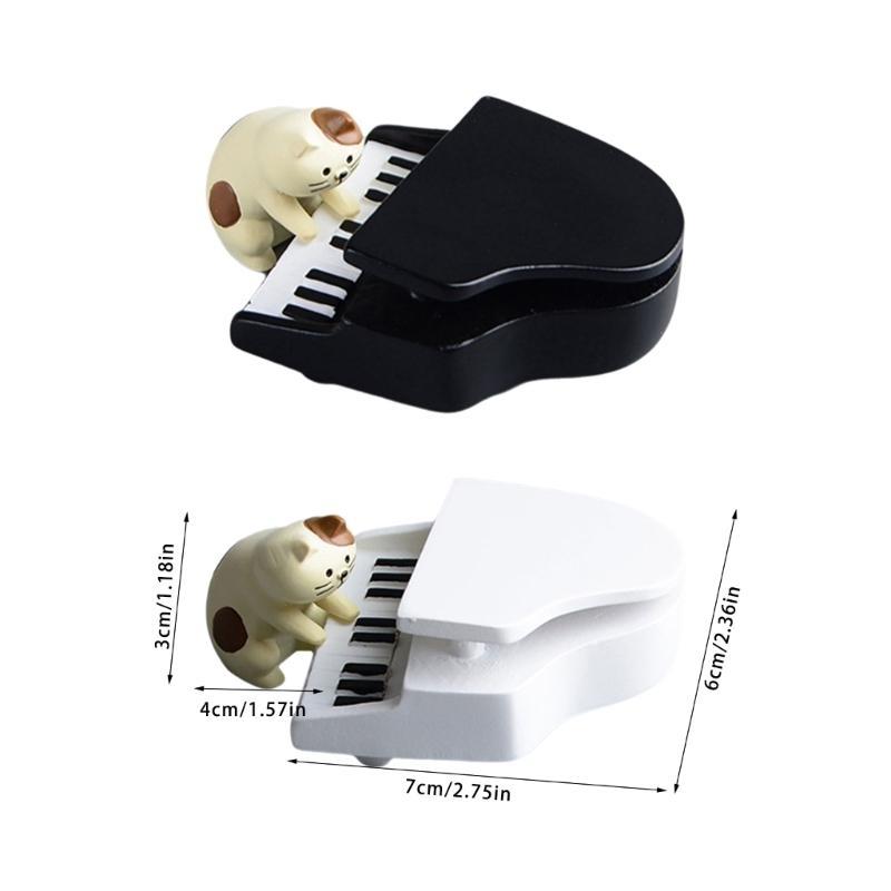 652F Mini Katzen Pianisten Skulpturen Set 2 Stück Katzen und Klavier Miniaturmodelle Ornamente für Auto Armaturenbretter und Bürodekorationen