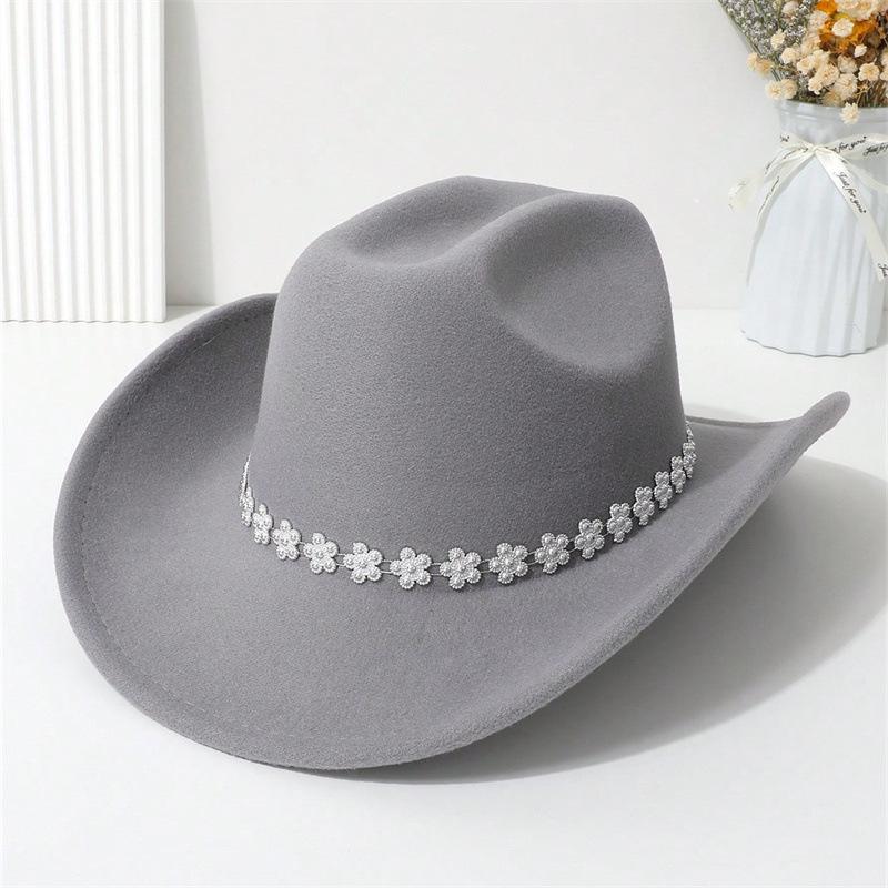 Western cowboy hat, high-quality woolen fabric, suitable for European and American festivals, parties, and stage performances, unisex, simple and