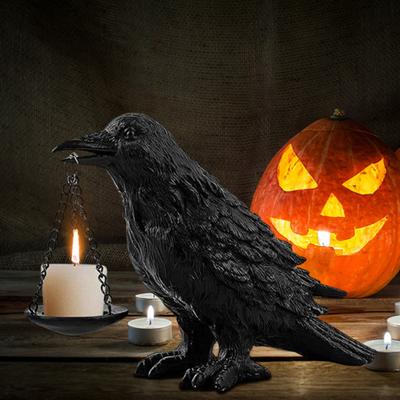 Crow Candle Holder Gothic Raven Tealight Candle Holder Halloween Crow Candle Holder for Bedroom Living Room Decoration