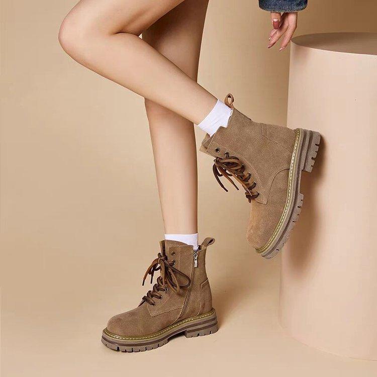 Ghete Femei La Modă și Confortabile Vintage Îmbrăcăminte de Lucru Deșert Rubarbă Ghete Primăvară Vară Ghete Simple Talpă Groasă Exterior Ghete Scurte