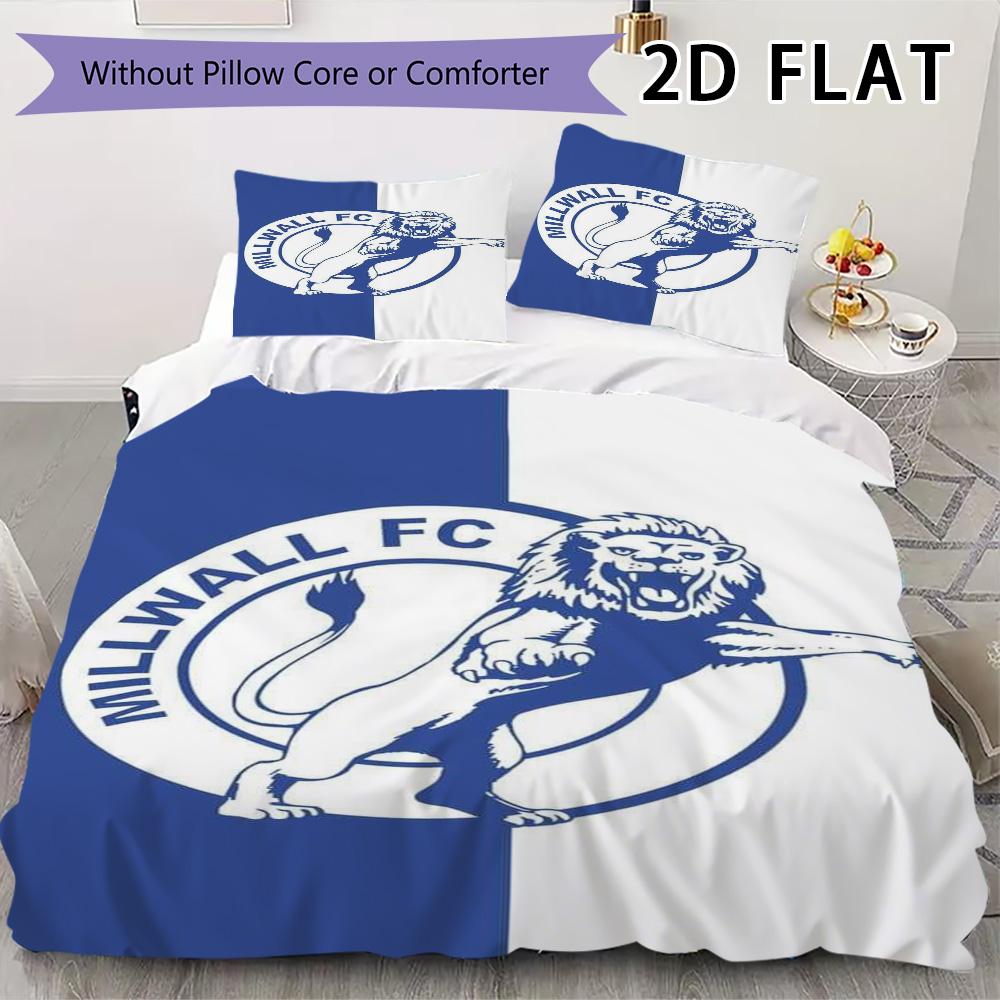 Millwall FC Set Copripiumino Trapuntato Coperta Trapuntata Federa Decorazione per la Casa Regalo di Compleanno (1 * copripiumino + 2 * federe senza imbottitura)