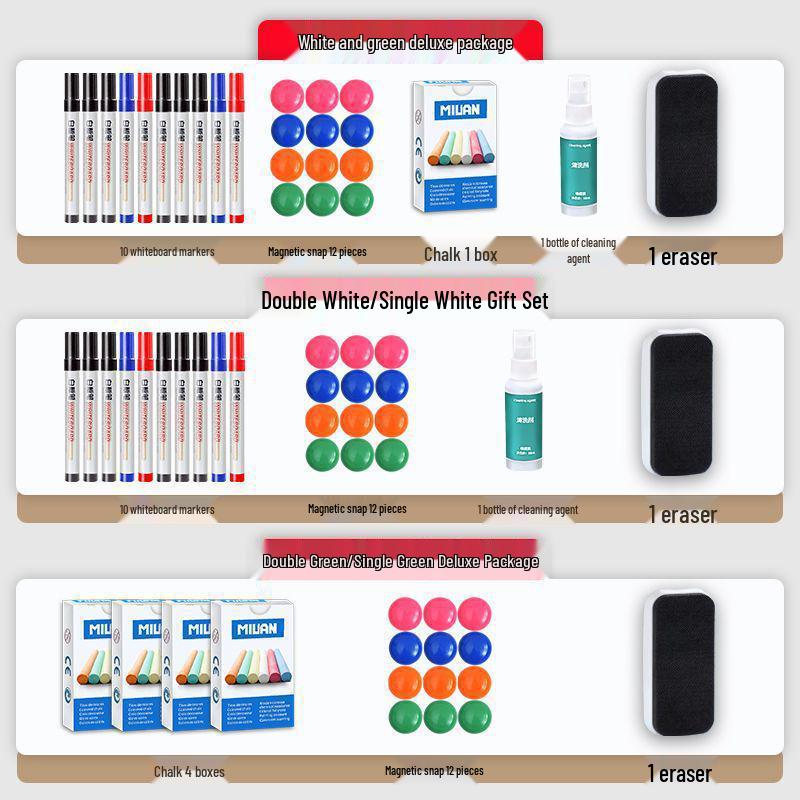 Double-Sided Mobile Easel Whiteboard/Blackboard for Home or Office Use