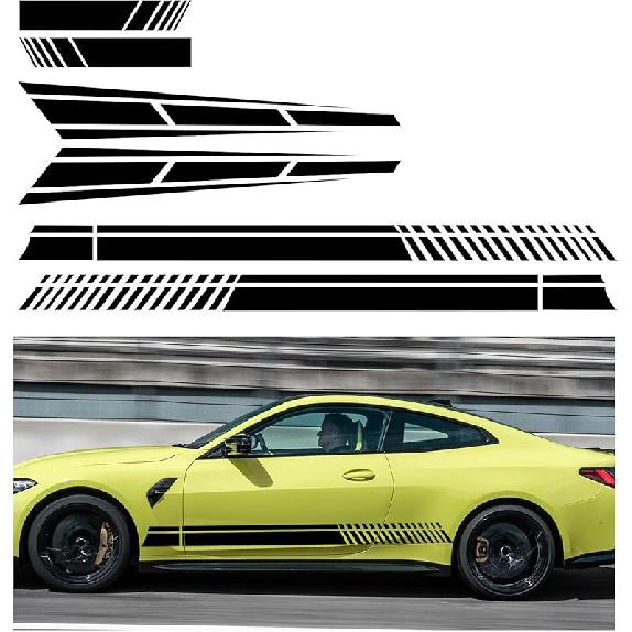 Augeny 6PCS Car Hood & Side Stripe Decals, Modified Auto Rearview Mirror Decal, Universal Graphic Stripe Decor For Car Skirt Roof Bumper (Style1,