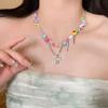 Dopamine Color Acrylic Rice Beads Apple Pendant Necklace Small Fresh Sweet Versatile Clavicle Chain Exquisite Necklace