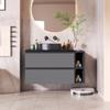 Wandmeubel 80cm Breed, met Keramische Wastafel, met Lades, Modern Design, Zwart-Grijs