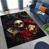VIKAMA Gothic Rose Skull Non-slip Washable Rug for Living Room Gaming Room Decor