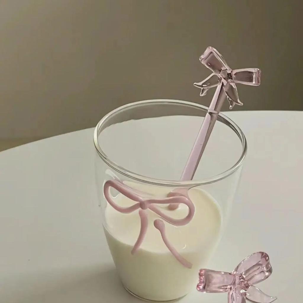 Creative Bowknot Handle Milk Dessert Ice Cream Spoon High Temperature Stained Glass Spoon Household Coffee Mixing Spoon