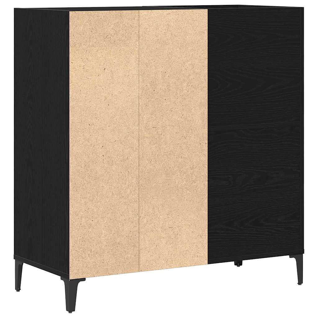 Vinyl Record Cabinet Black Oak Effect 84.5 x 38 x 89 cm