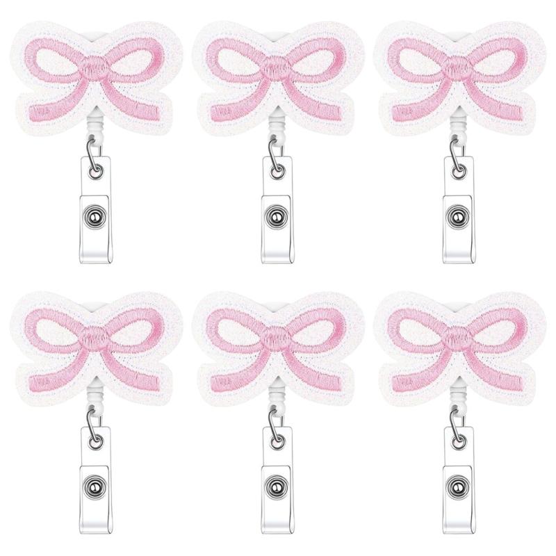 

6Pcs Nurse Badges Clip Bowknot Tie Reusable Polyester Crafting Accessories for Staff Hospital Use