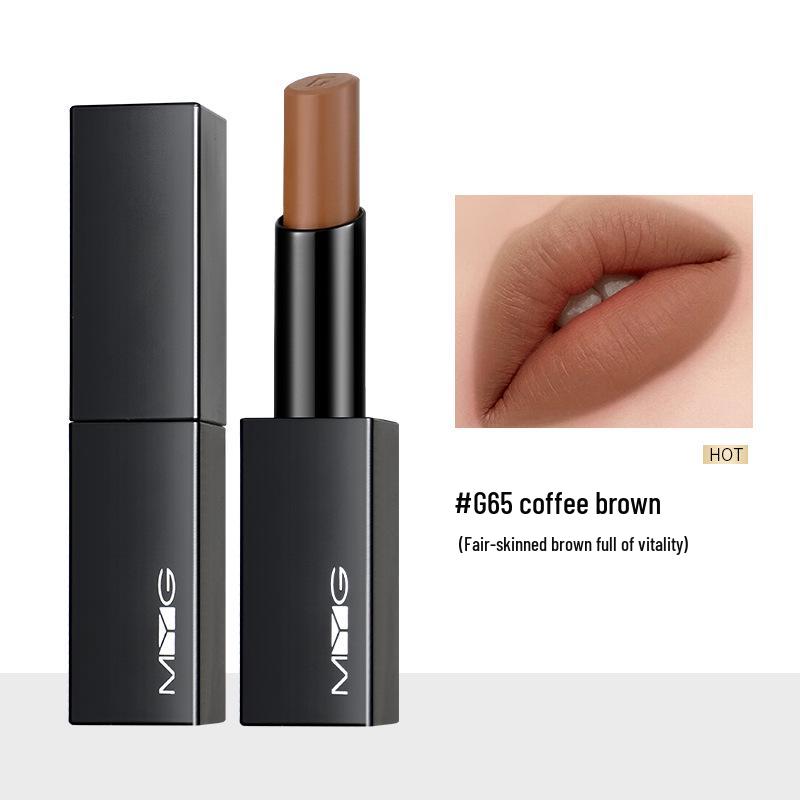 MYG Charm Magnetic Black Tube Lipstick: Moisturizing, Non-fading Earthy Tone In Dirty Orange Chocolate.