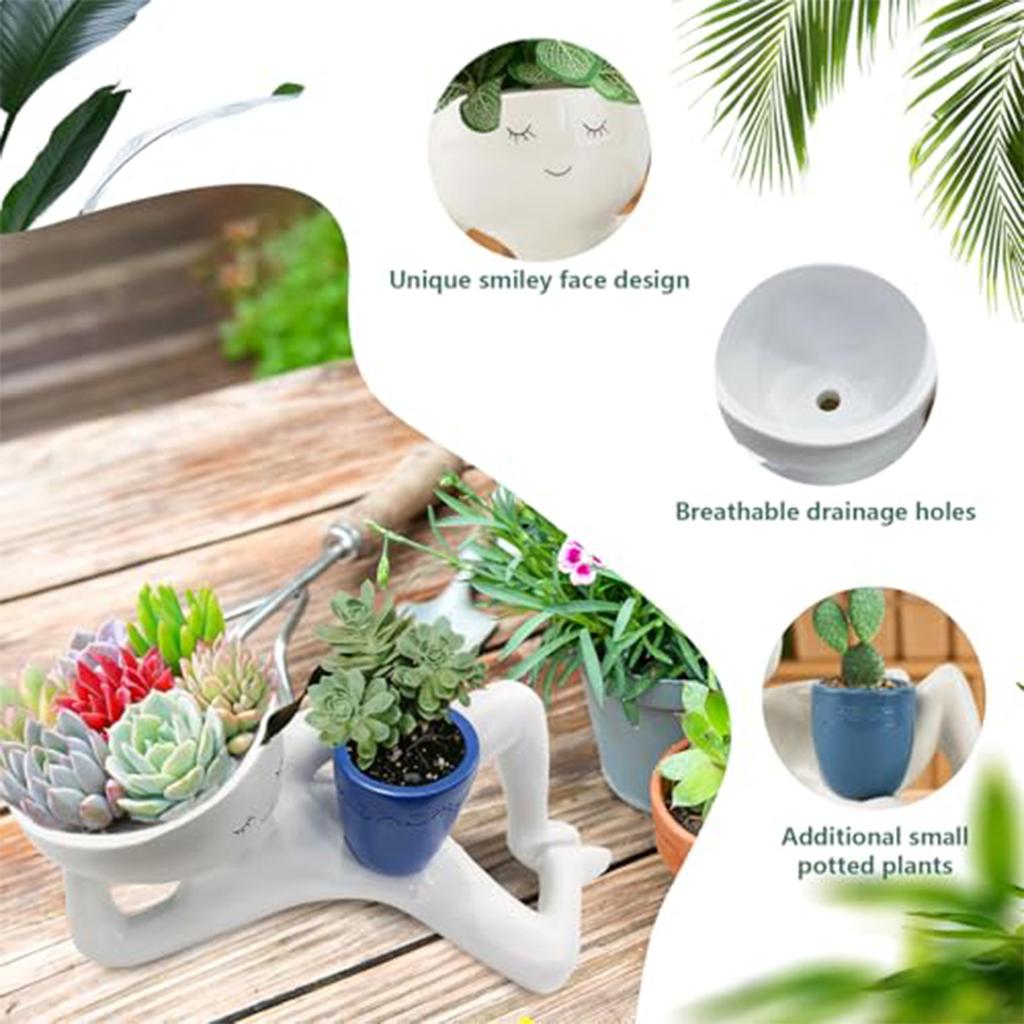 Interesting Resin Flower Pots, Beautiful Lying Postures Of Plants And Cacti, Unique Garden Decoration Gifts