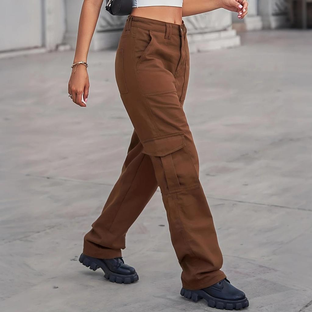 Women's High Waist Washed Women's Jeans Fashionable Versatile Straight Leg Pants